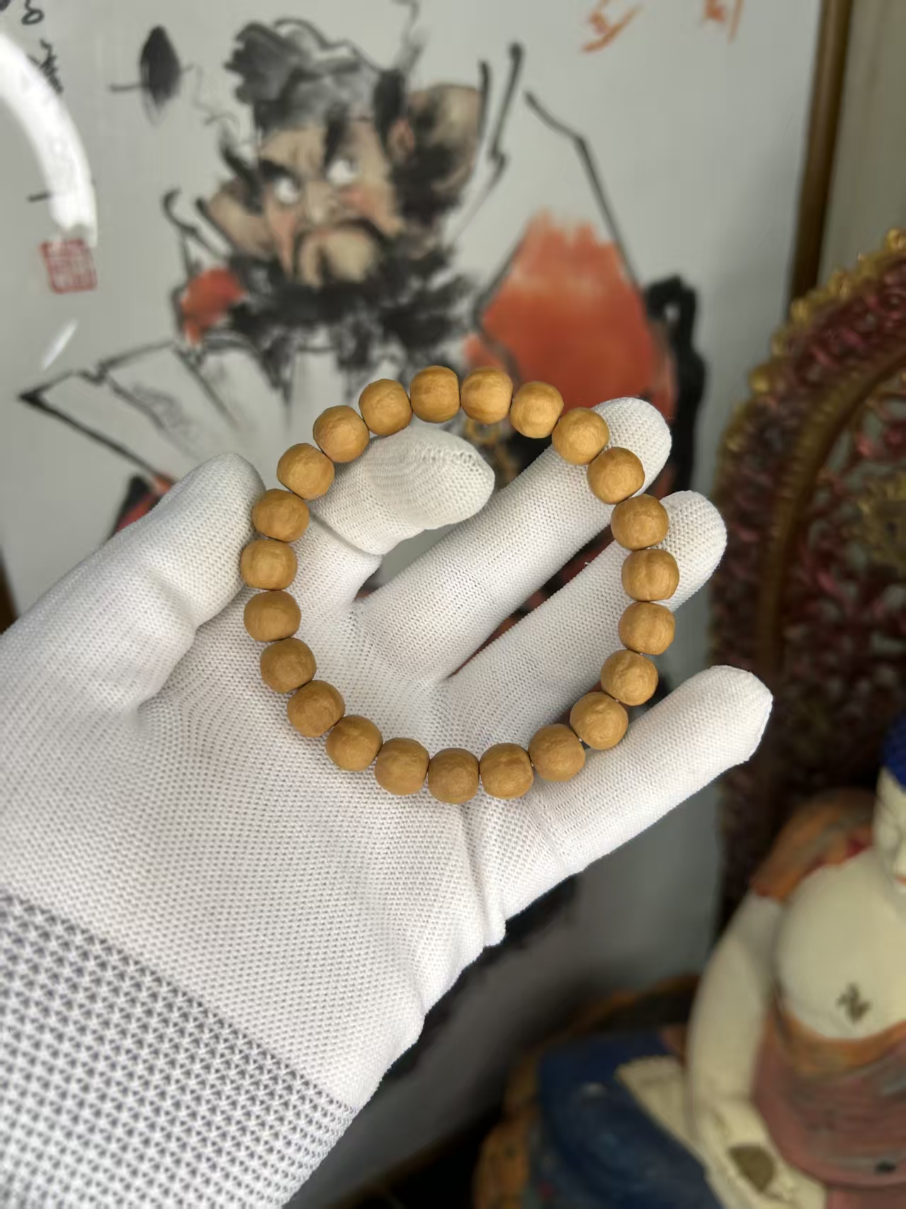 招财麒麟精细雕刻猴头手串