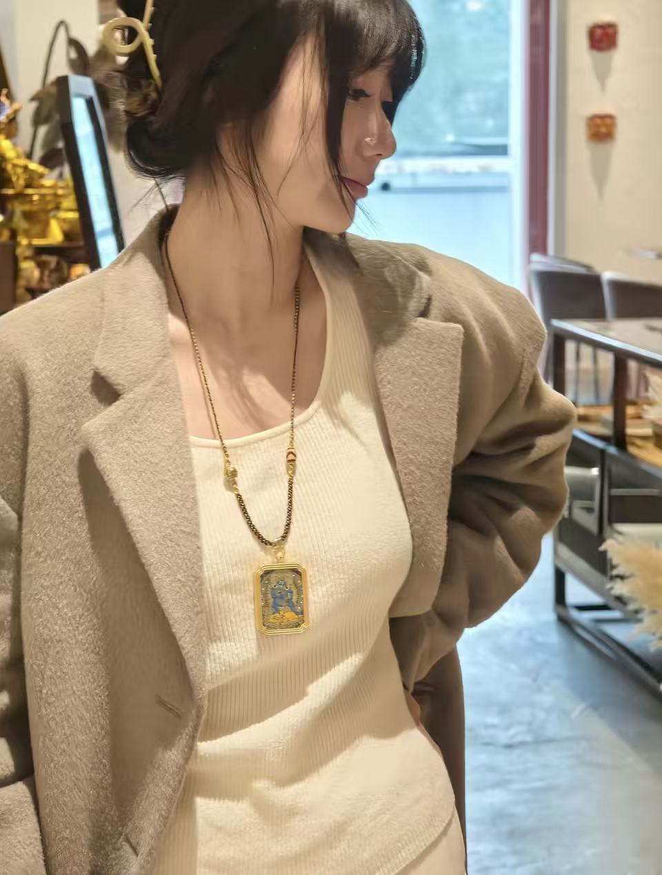 手绘文殊菩萨唐卡